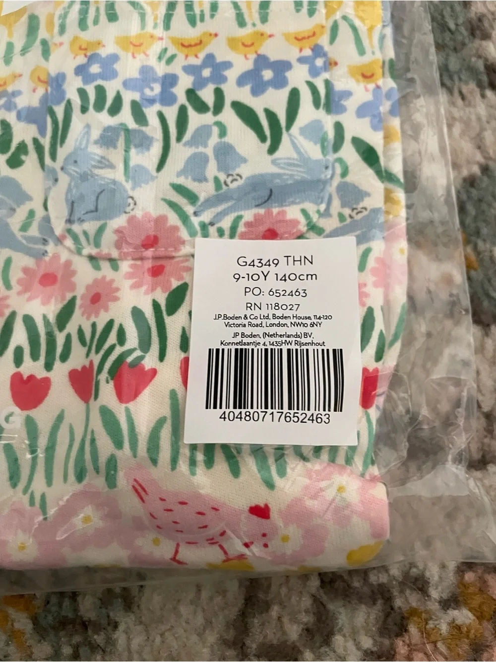 NWT Boden Girls' Floral Stripe Cotton Dress - Pink, Yellow, Blue, Green Animals